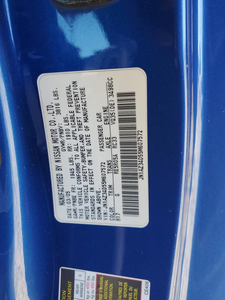 2005 Nissan 350Z Coupe VIN: JN1AZ34D55M607572 Lot: 70533175