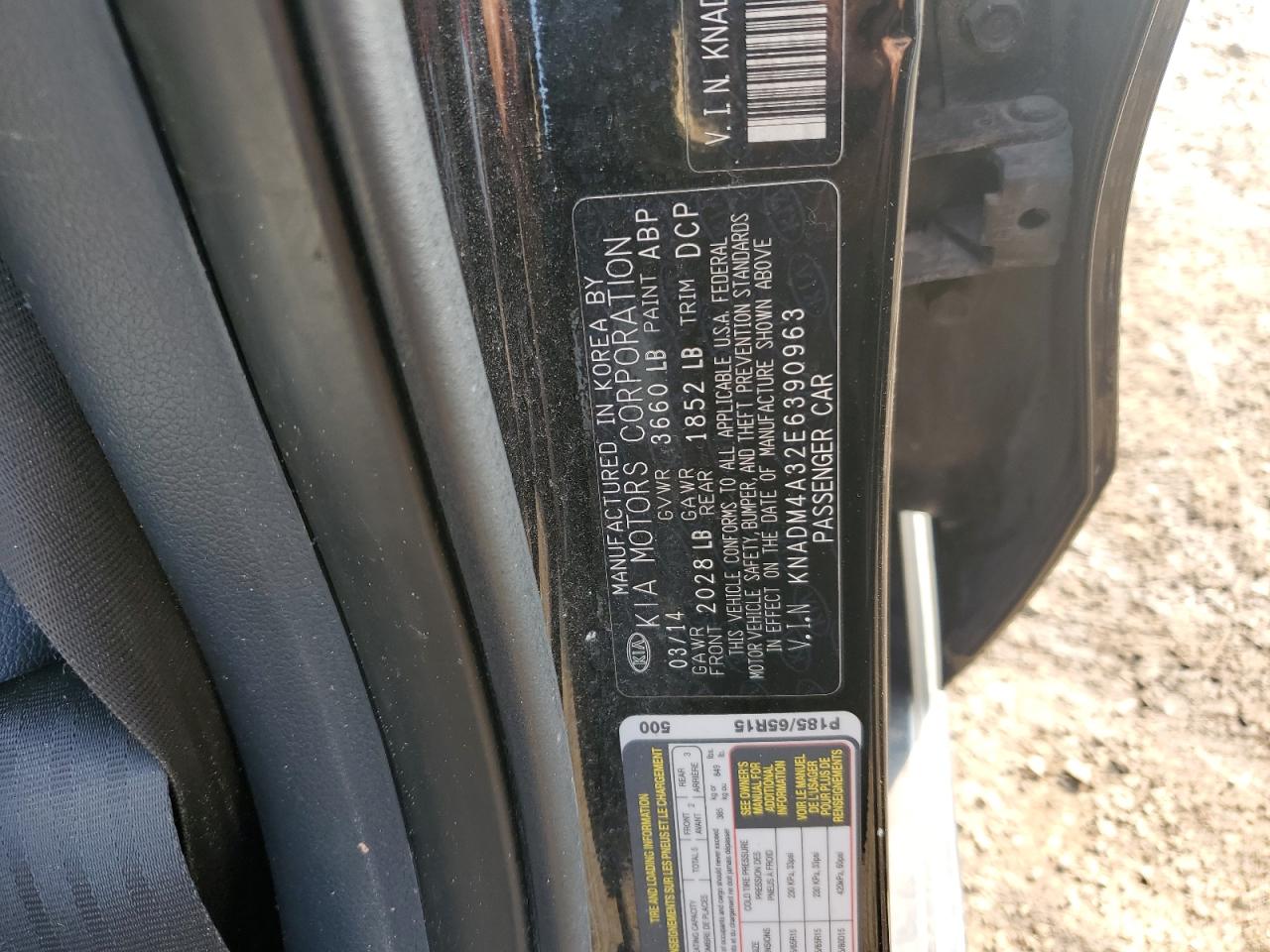 2014 Kia Rio Lx VIN: KNADM4A32E6390963 Lot: 66893165