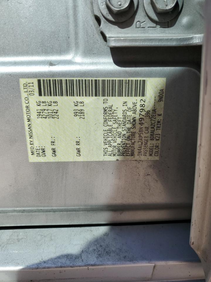 2011 Nissan Altima Base VIN: 1N4AL2AP5BN497982 Lot: 70699655