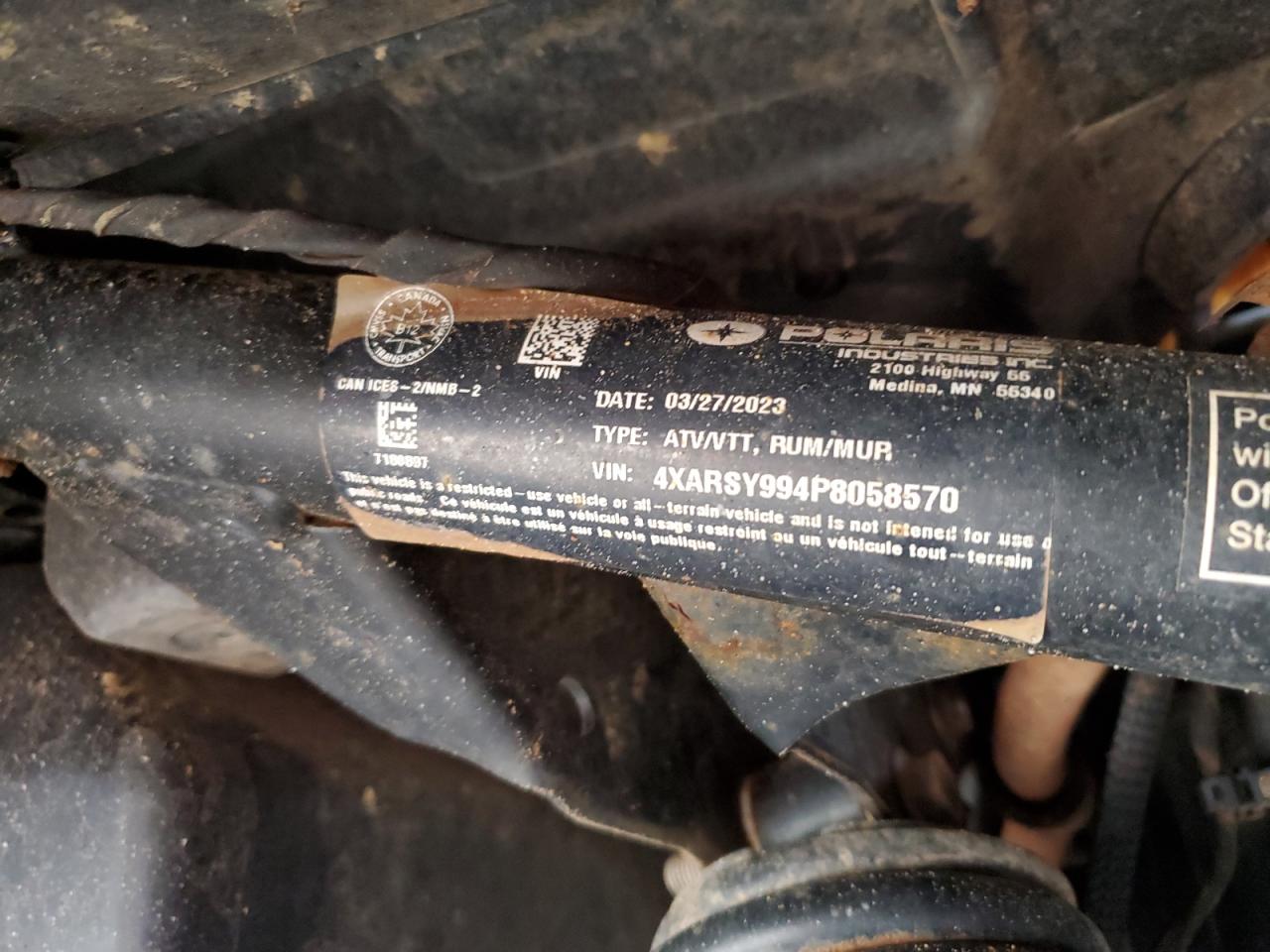 2023 Polaris Ranger Crew Xp 1000 Northstar Ultimate VIN: 4XARSY994P8058570 Lot: 70337785