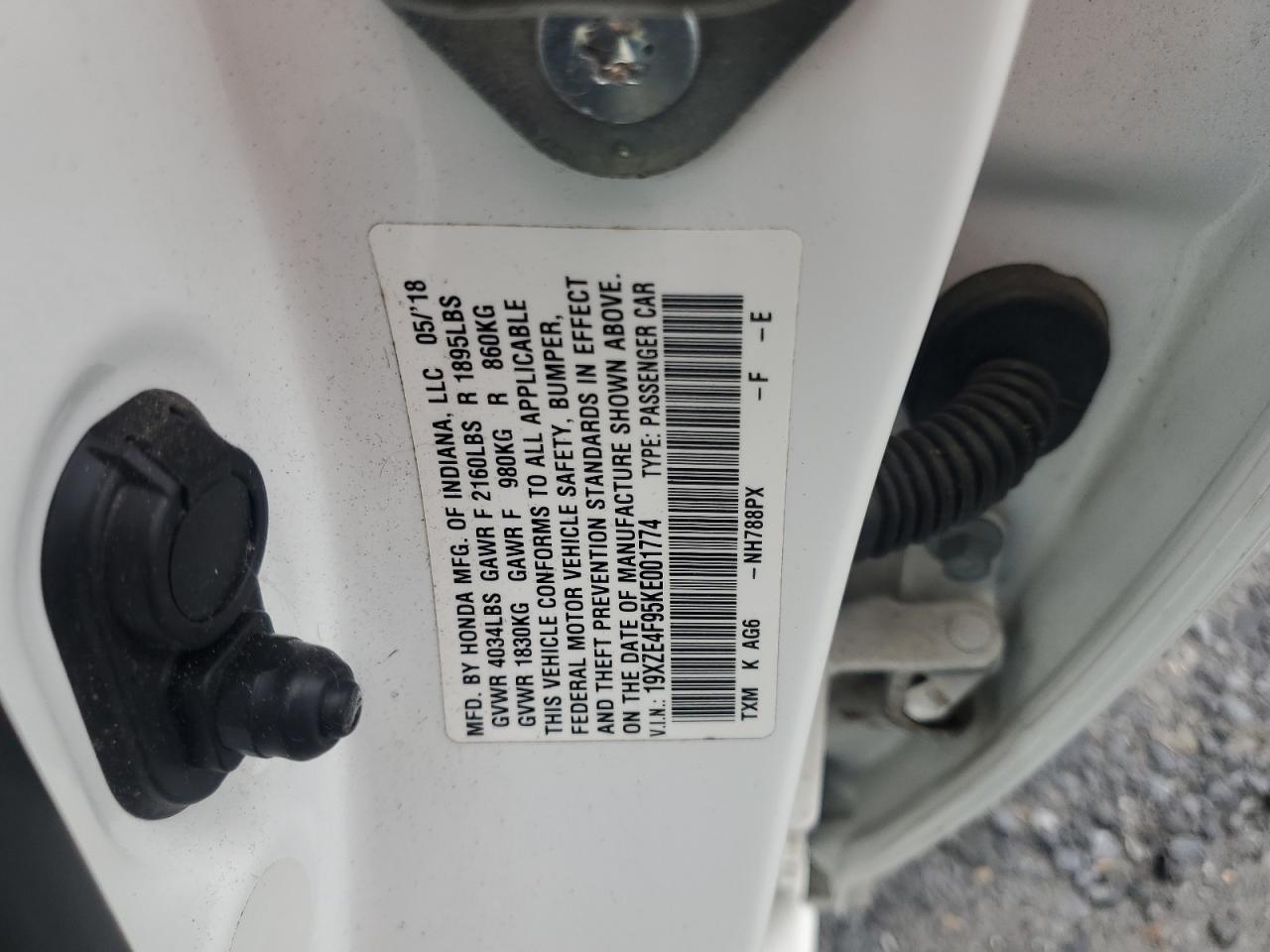 2019 Honda Insight Touring VIN: 19XZE4F95KE001774 Lot: 68621245