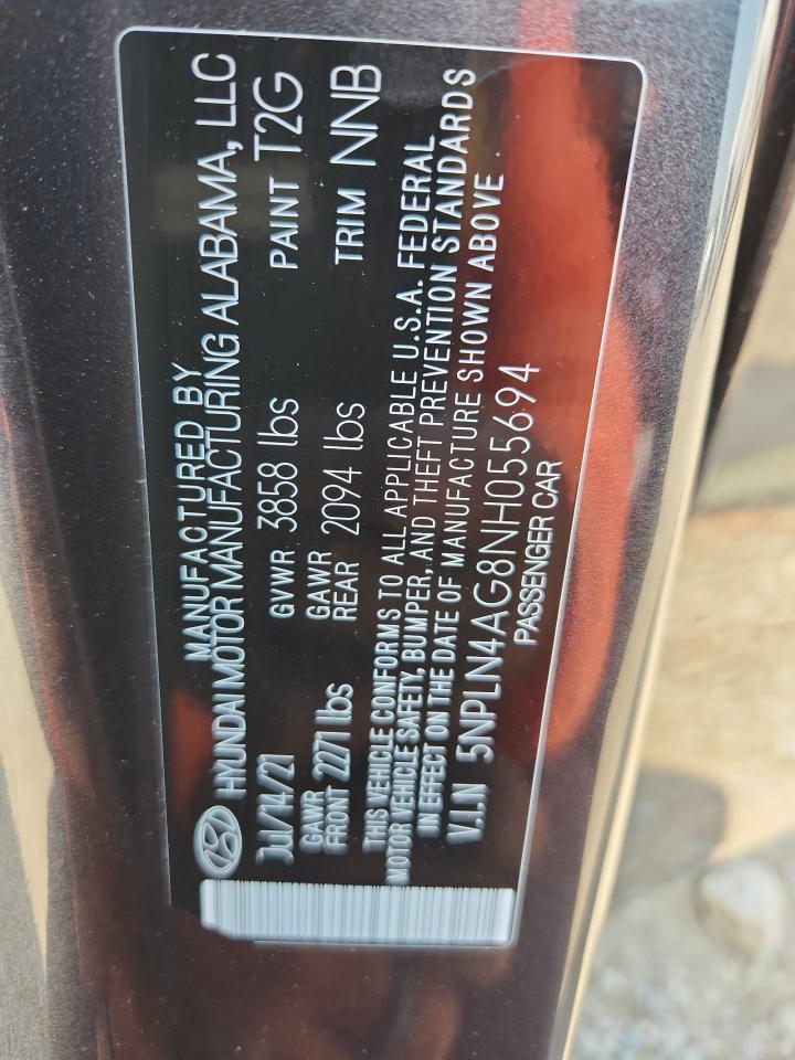 2022 Hyundai Elantra Sel VIN: 5NPLN4AG8NH055694 Lot: 68085705