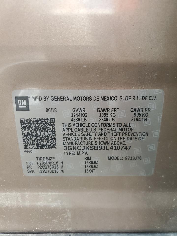 2018 Chevrolet Trax Ls VIN: 3GNCJKSB9JL410747 Lot: 68047585