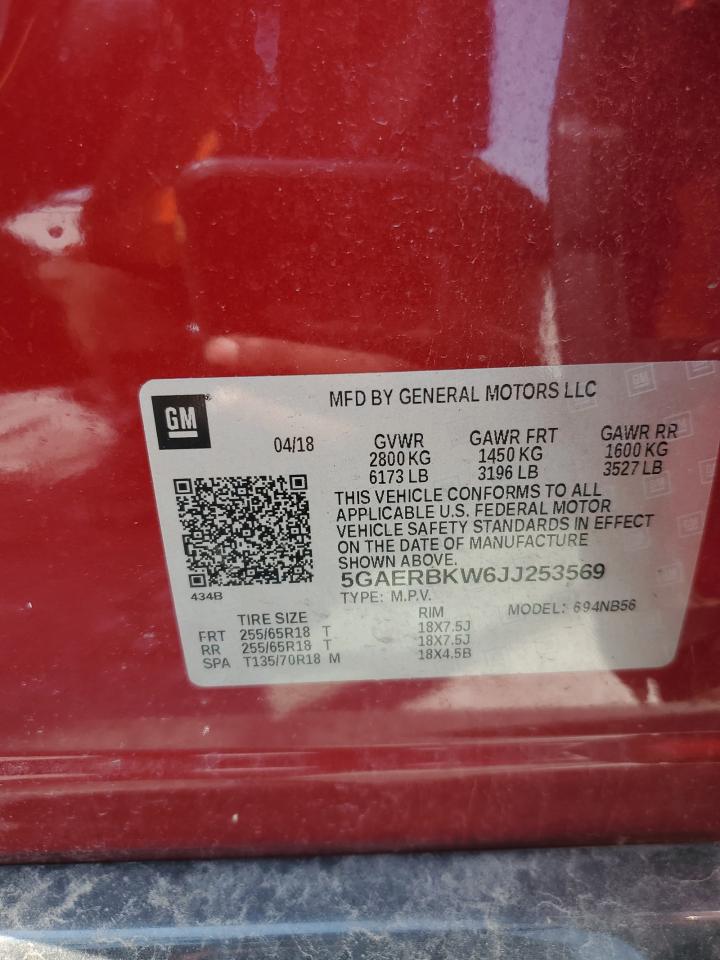2018 Buick Enclave Essence VIN: 5GAERBKW6JJ253569 Lot: 69048685
