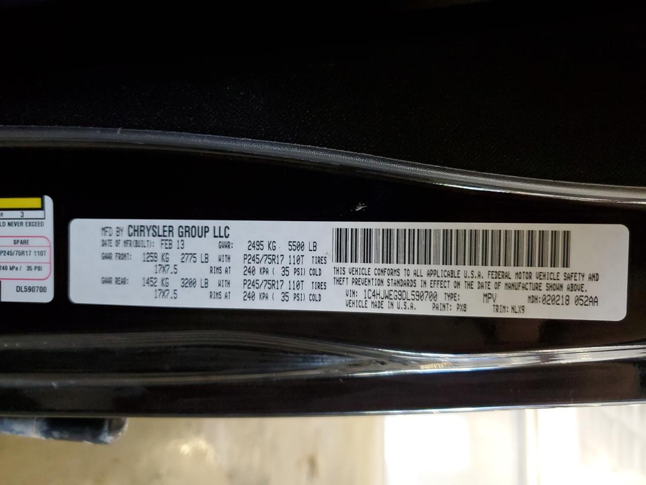 2013 Jeep Wrangler Unlimited Sahara VIN: 1C4HJWEG9DL590700 Lot: 69556425