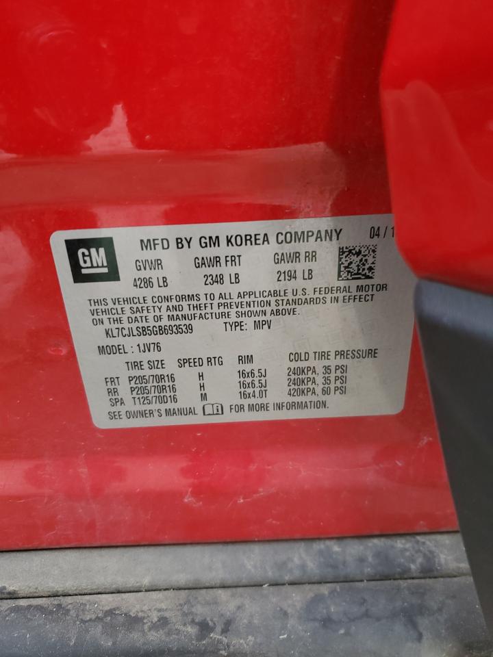 2016 Chevrolet Trax 1Lt VIN: KL7CJLSB5GB693539 Lot: 70780545