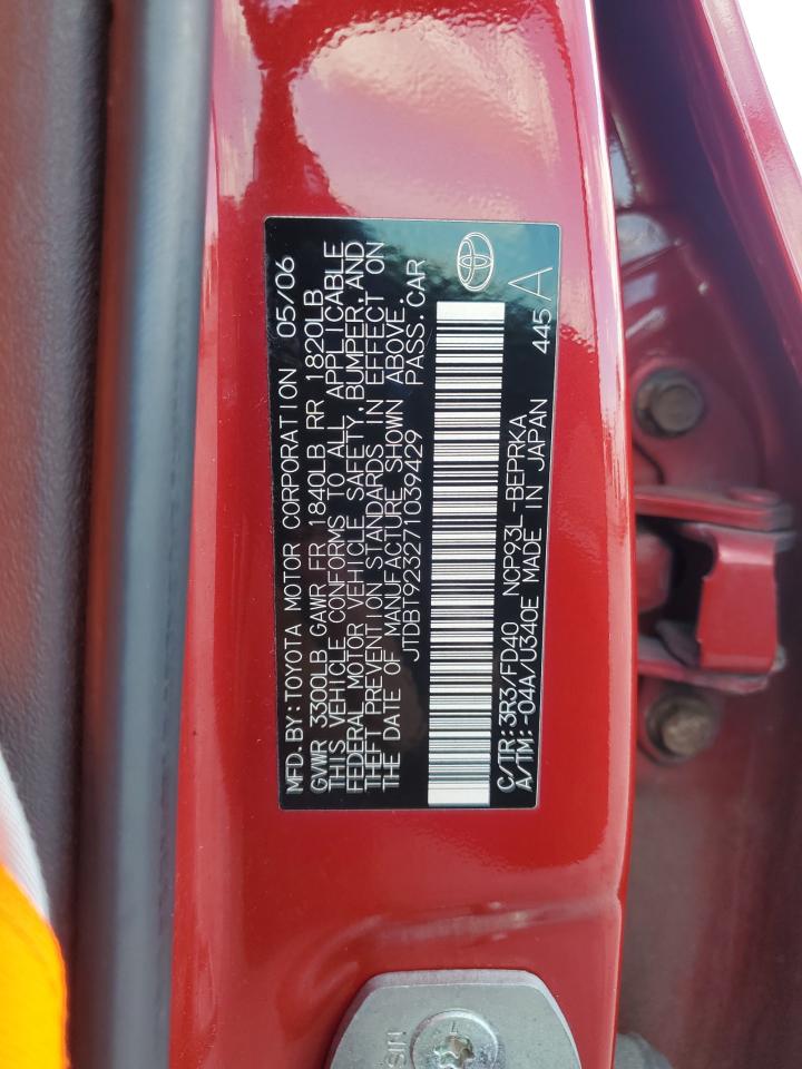 2007 Toyota Yaris VIN: JTDBT923271039429 Lot: 68888515