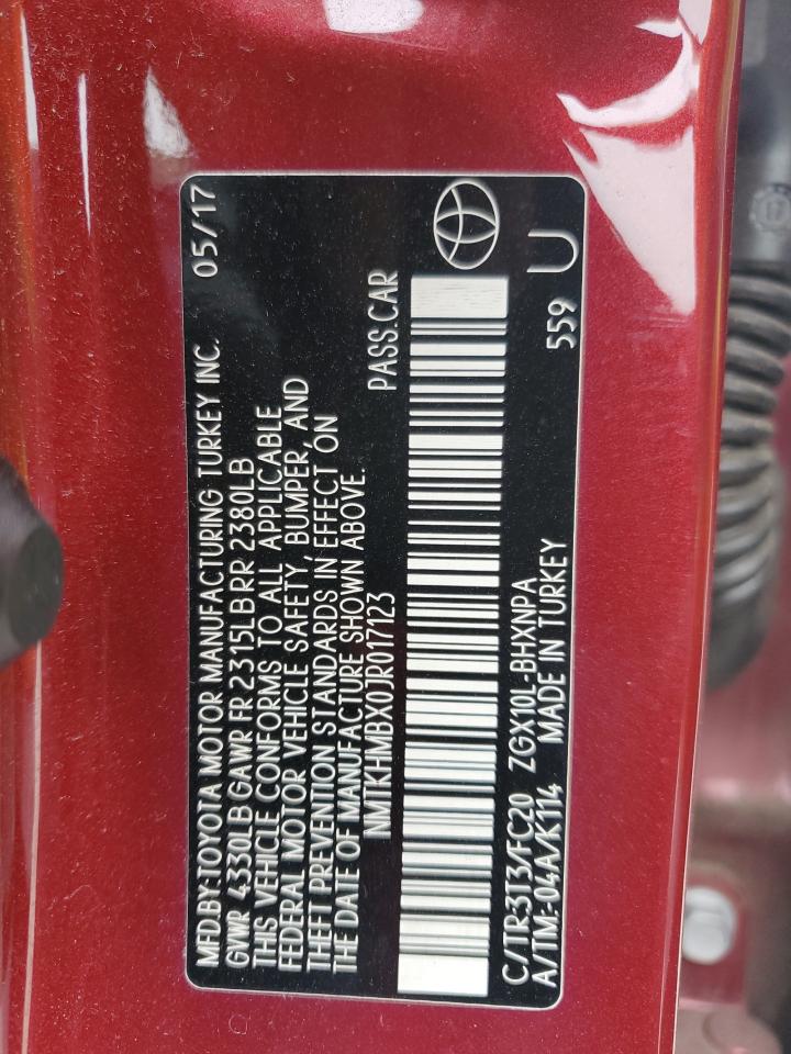 2018 Toyota C-Hr Xle VIN: NMTKHMBX0JR017123 Lot: 66767595