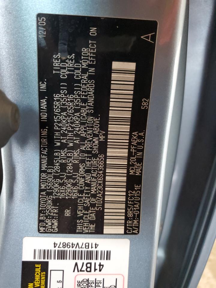 2006 Toyota Sienna Ce VIN: 5TDZA23CX6S436656 Lot: 68362025