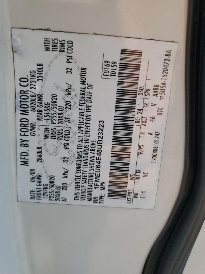 2008 Ford Explorer Eddie Bauer VIN: 1FMEU64E48UB23223 Lot: 68930445