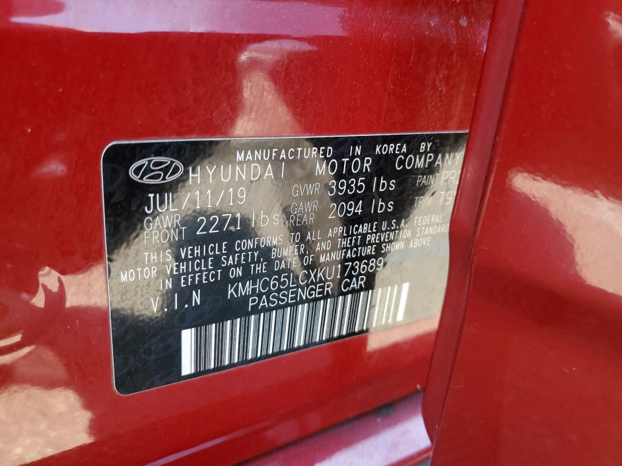 2019 Hyundai Ioniq Blue VIN: KMHC65LCXKU173689 Lot: 68295055