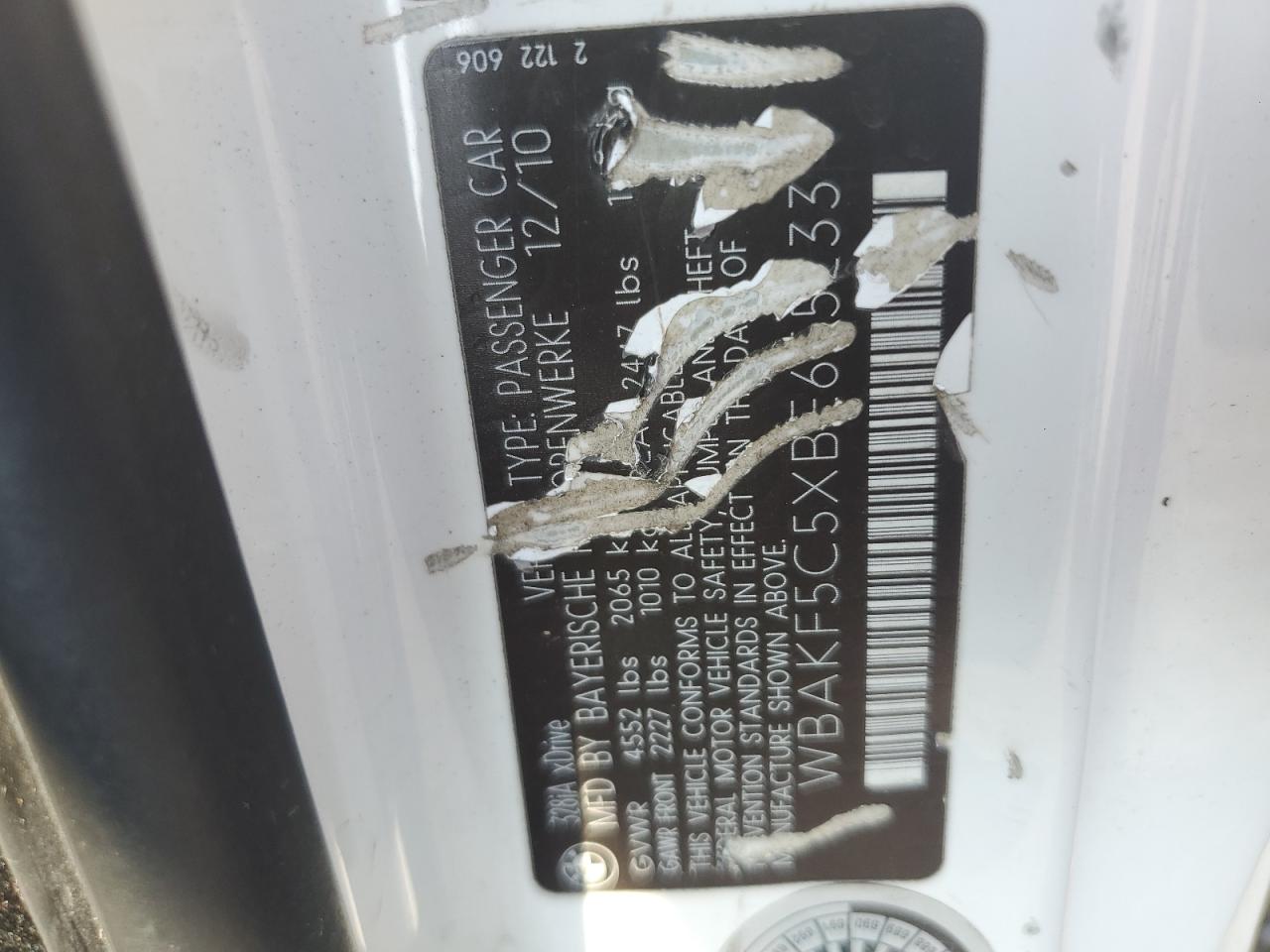 2011 BMW 328 Xi Sulev VIN: WBAKF5C5XBE655233 Lot: 68927715