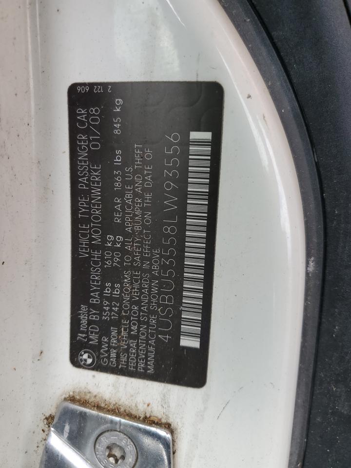 2008 BMW Z4 3.0Si VIN: 4USBU53558LW93556 Lot: 66811265