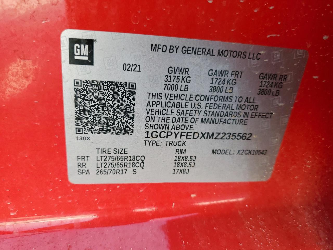 2021 Chevrolet Silverado K1500 Lt Trail Boss VIN: 1GCPYFEDXMZ235562 Lot: 69144715