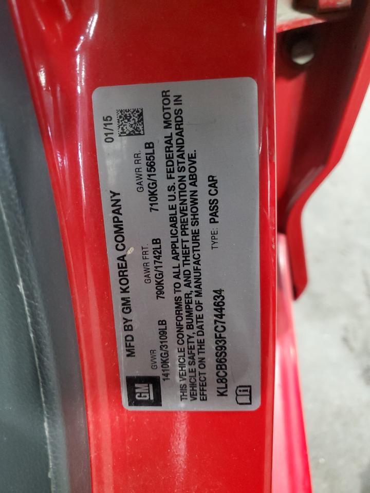 2015 Chevrolet Spark Ls VIN: KL8CB6S93FC744634 Lot: 70467845