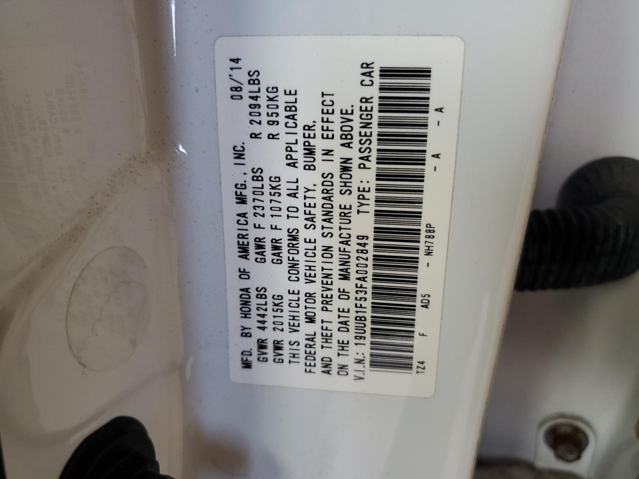 2015 Acura Tlx Tech VIN: 19UUB1F53FA002849 Lot: 66705255