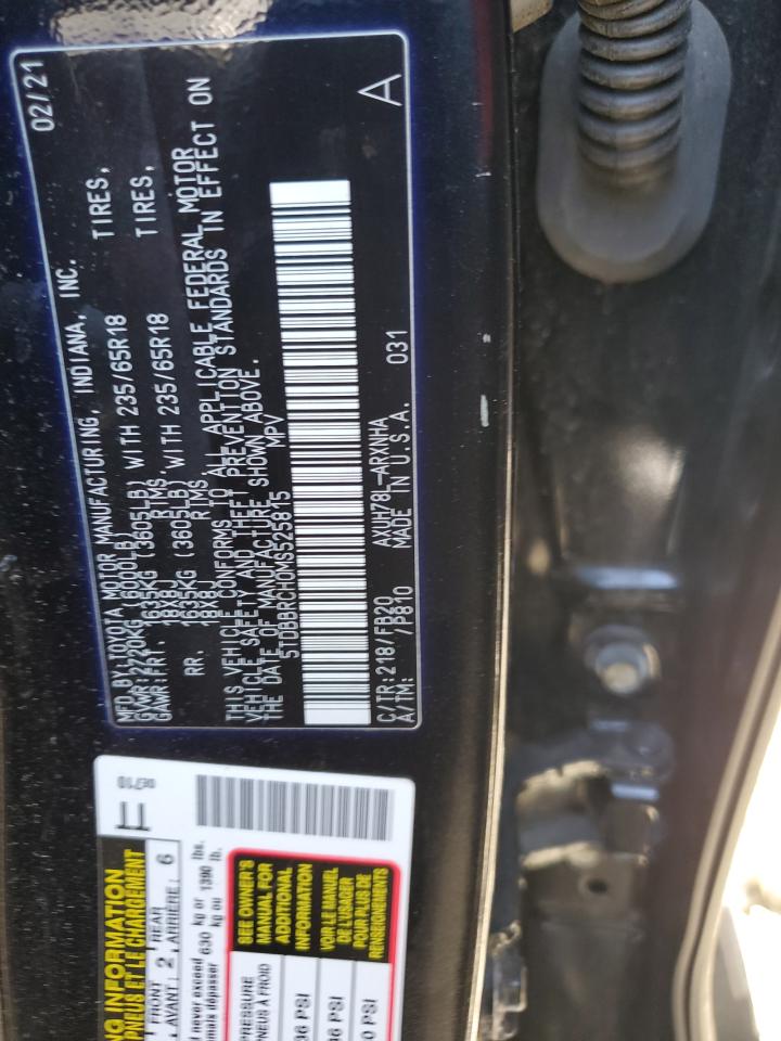 2021 Toyota Highlander Hybrid Le VIN: 5TDBBRCH0MS525815 Lot: 70126045