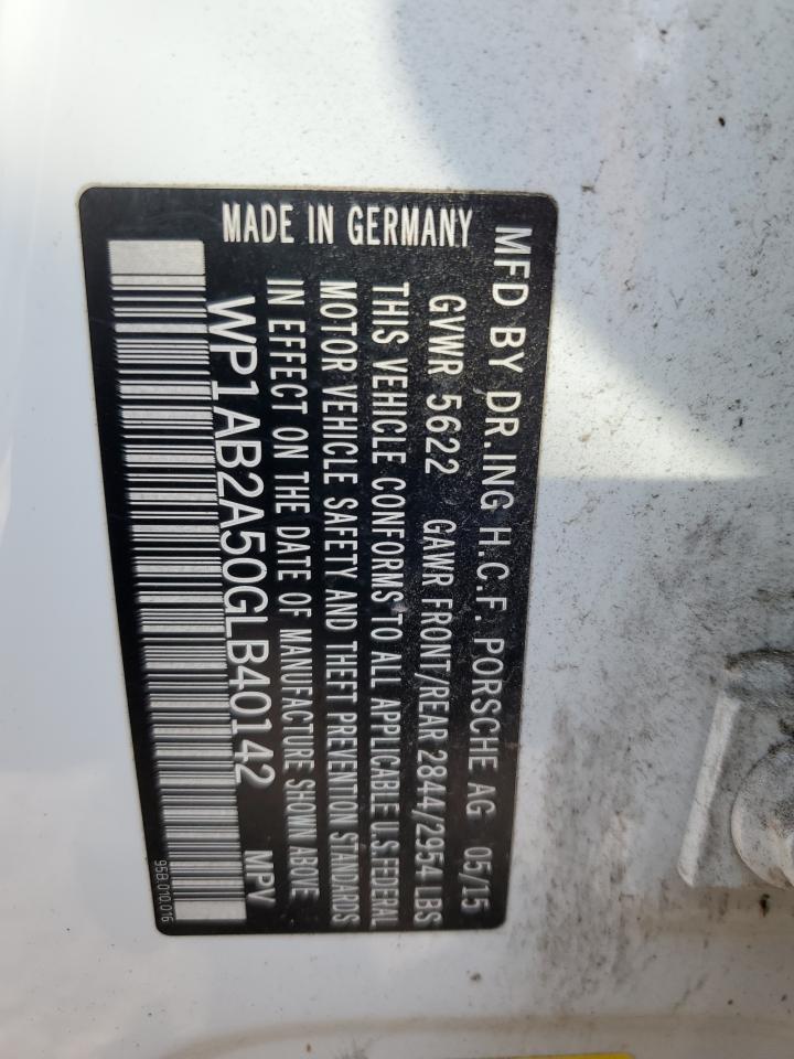 2016 Porsche Macan S VIN: WP1AB2A50GLB40142 Lot: 67625455