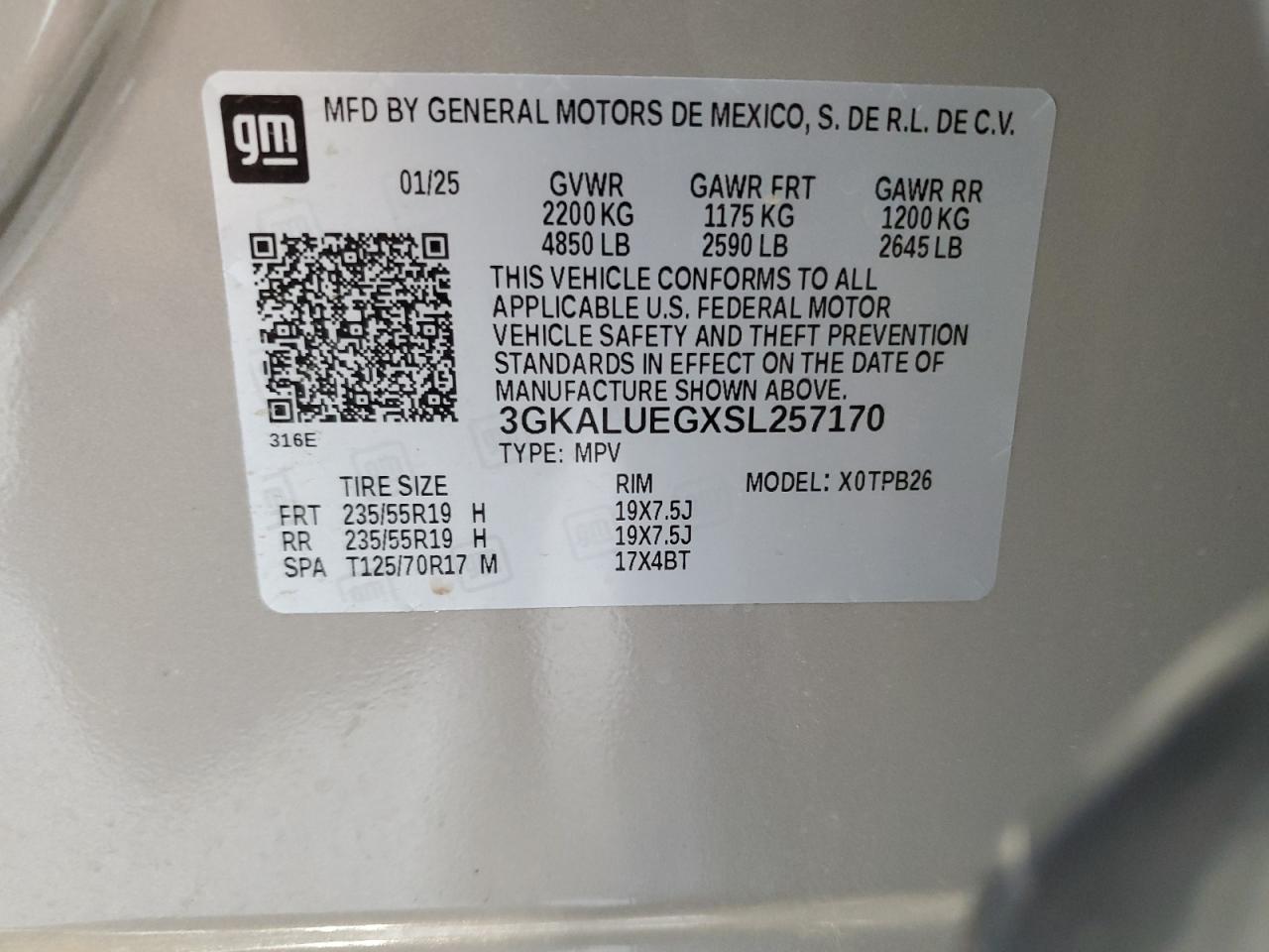 2025 GMC Terrain Elevation VIN: 3GKALUEGXSL257170 Lot: 68634805