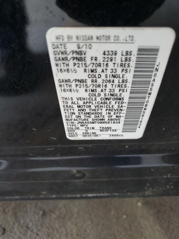 2011 Nissan Rogue S VIN: JN8AS5MT0BW561934 Lot: 69830585