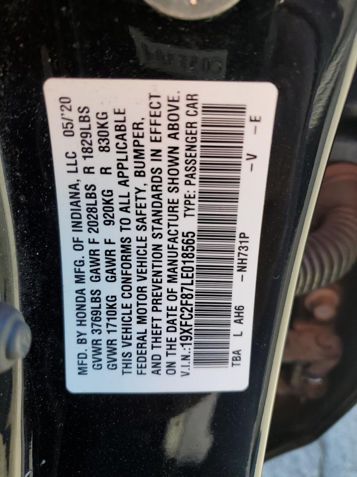 2020 Honda Civic Sport VIN: 19XFC2F87LE018565 Lot: 69116225