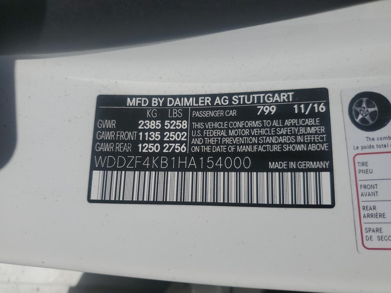 2017 Mercedes-Benz E 300 4Matic VIN: WDDZF4KB1HA154000 Lot: 68393495