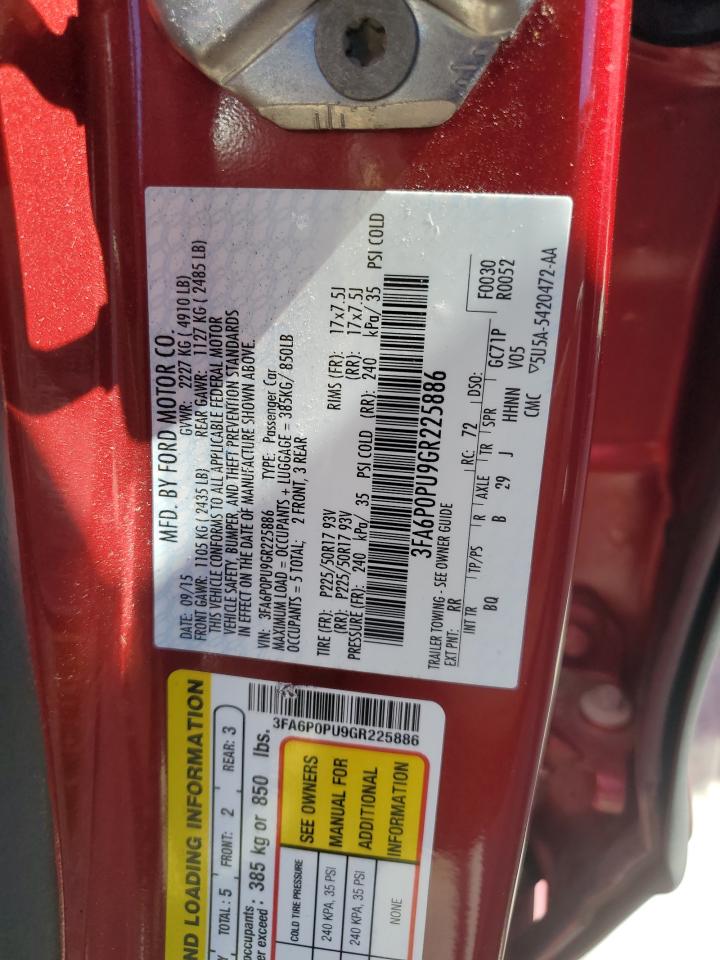 2016 Ford Fusion Se Phev VIN: 3FA6P0PU9GR225886 Lot: 84468645