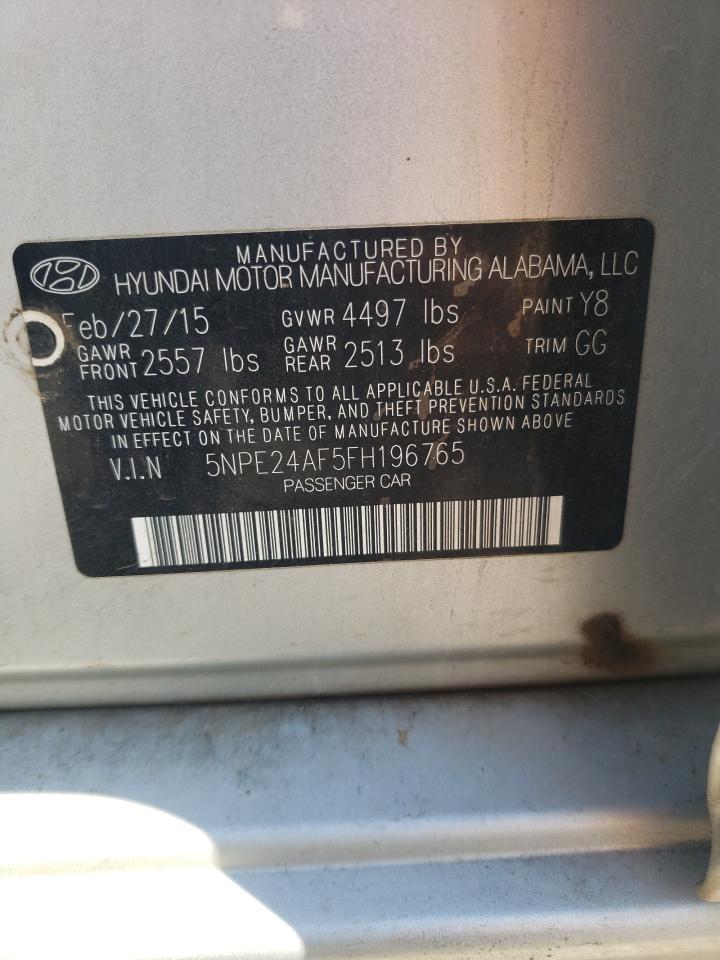 2015 Hyundai Sonata Se VIN: 5NPE24AF5FH196765 Lot: 68951835