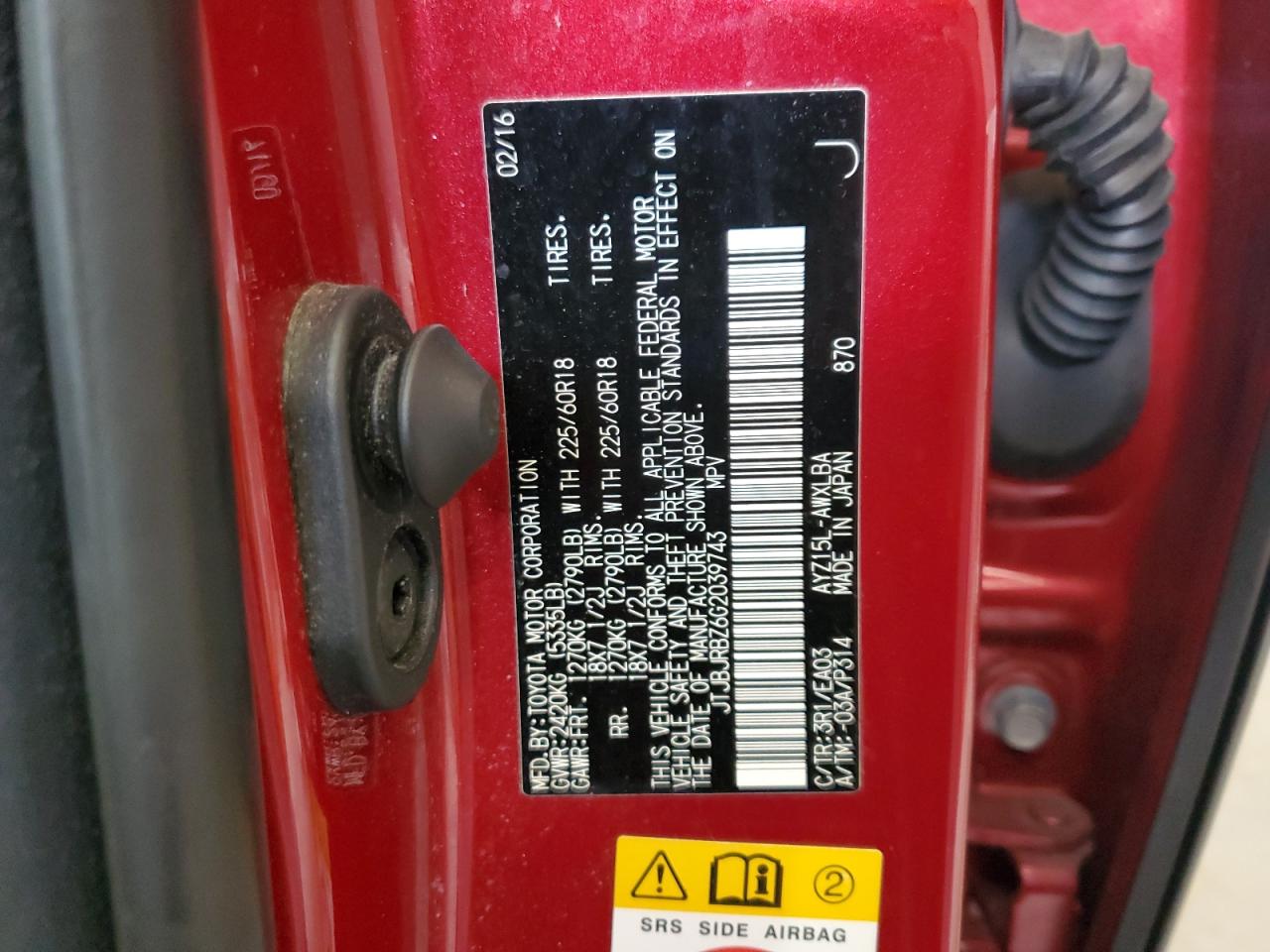 2016 Lexus Nx 300H VIN: JTJBJRBZ6G2039743 Lot: 70676165