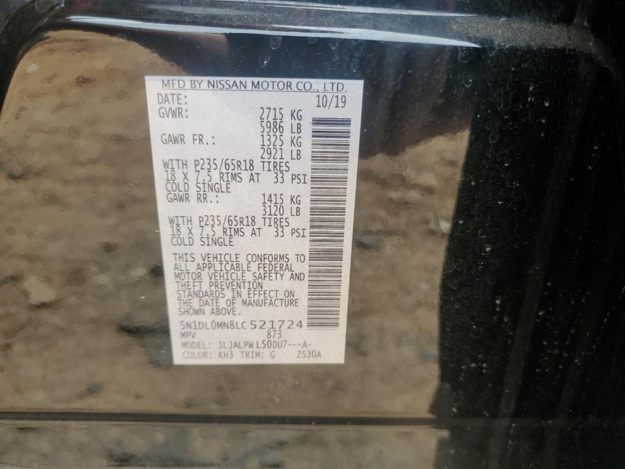 2020 Infiniti Qx60 Luxe VIN: 5N1DL0MN8LC521724 Lot: 69517935