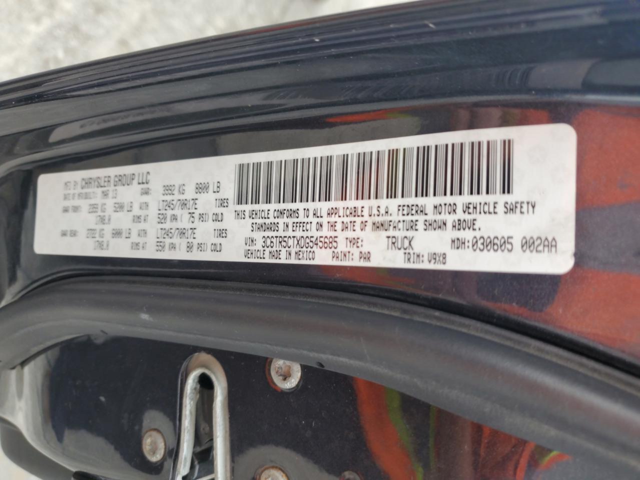 2013 Ram 2500 St VIN: 3C6TR5CTXDG545685 Lot: 69835395