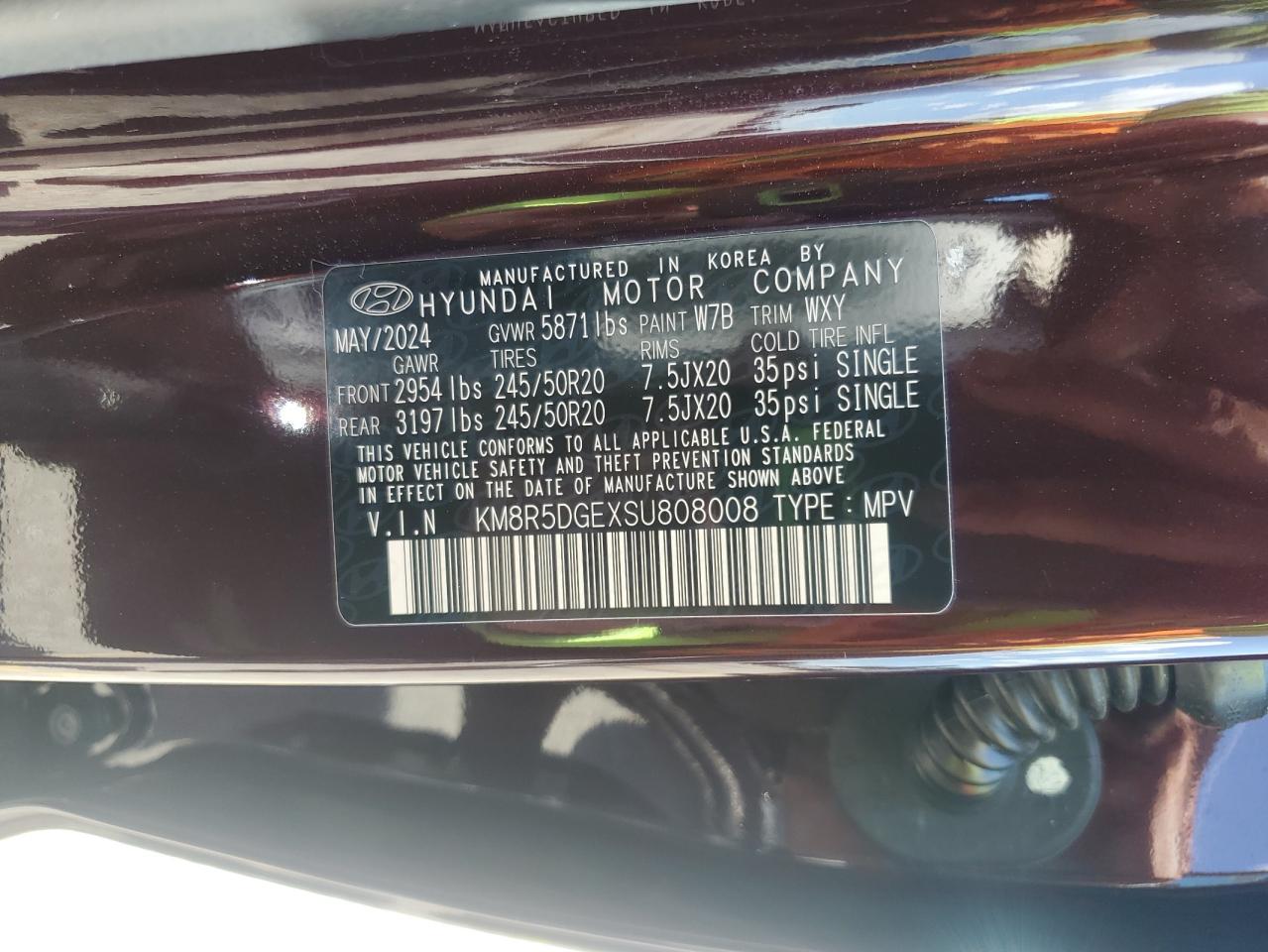 2025 Hyundai Palisade Limited VIN: KM8R5DGEXSU808008 Lot: 67009335