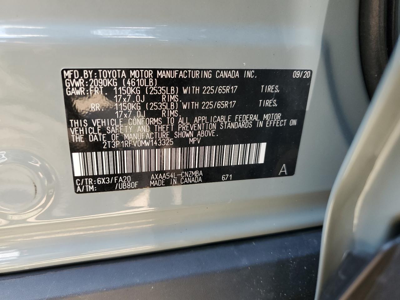 2021 Toyota Rav4 Xle VIN: 2T3P1RFV0MW143325 Lot: 69058405