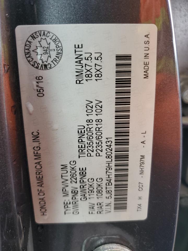 2017 Acura Rdx Advance VIN: 5J8TB4H79HL802431 Lot: 70941065