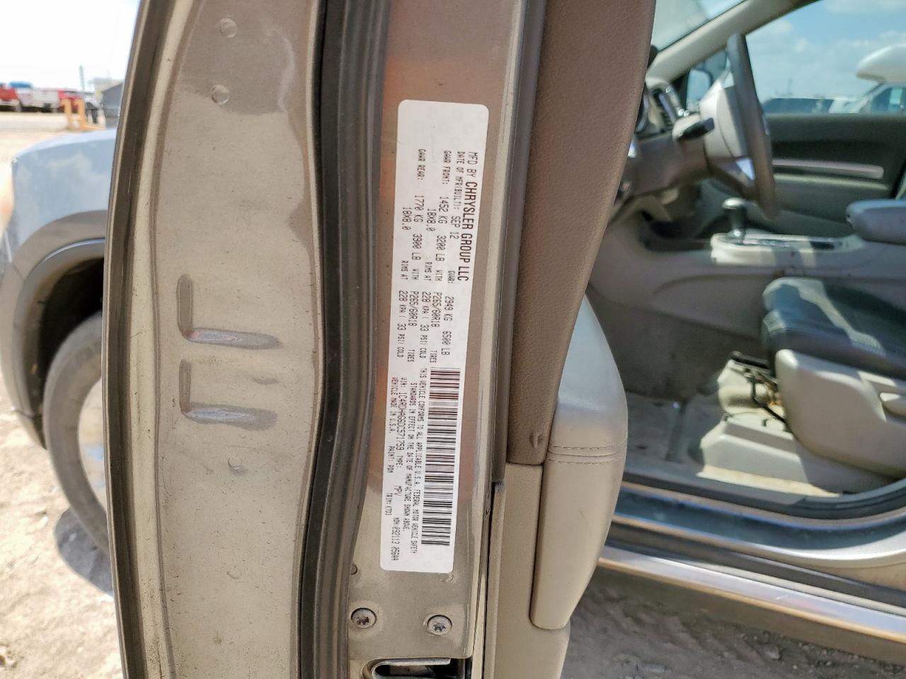 2013 Dodge Durango Sxt VIN: 1C4RDHAG6DC571759 Lot: 68359965