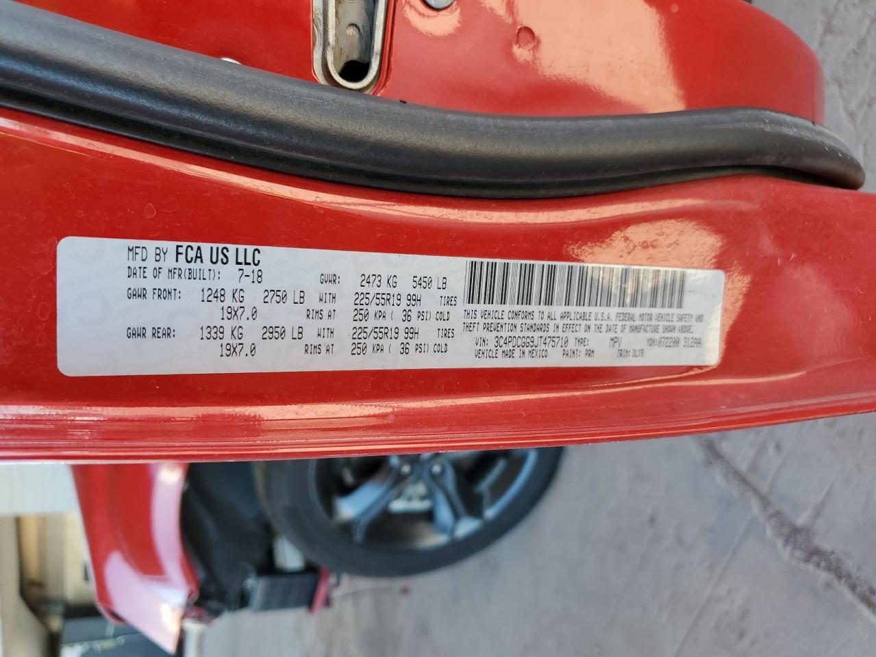 2018 Dodge Journey Crossroad VIN: 3C4PDCGG9JT475710 Lot: 70364055