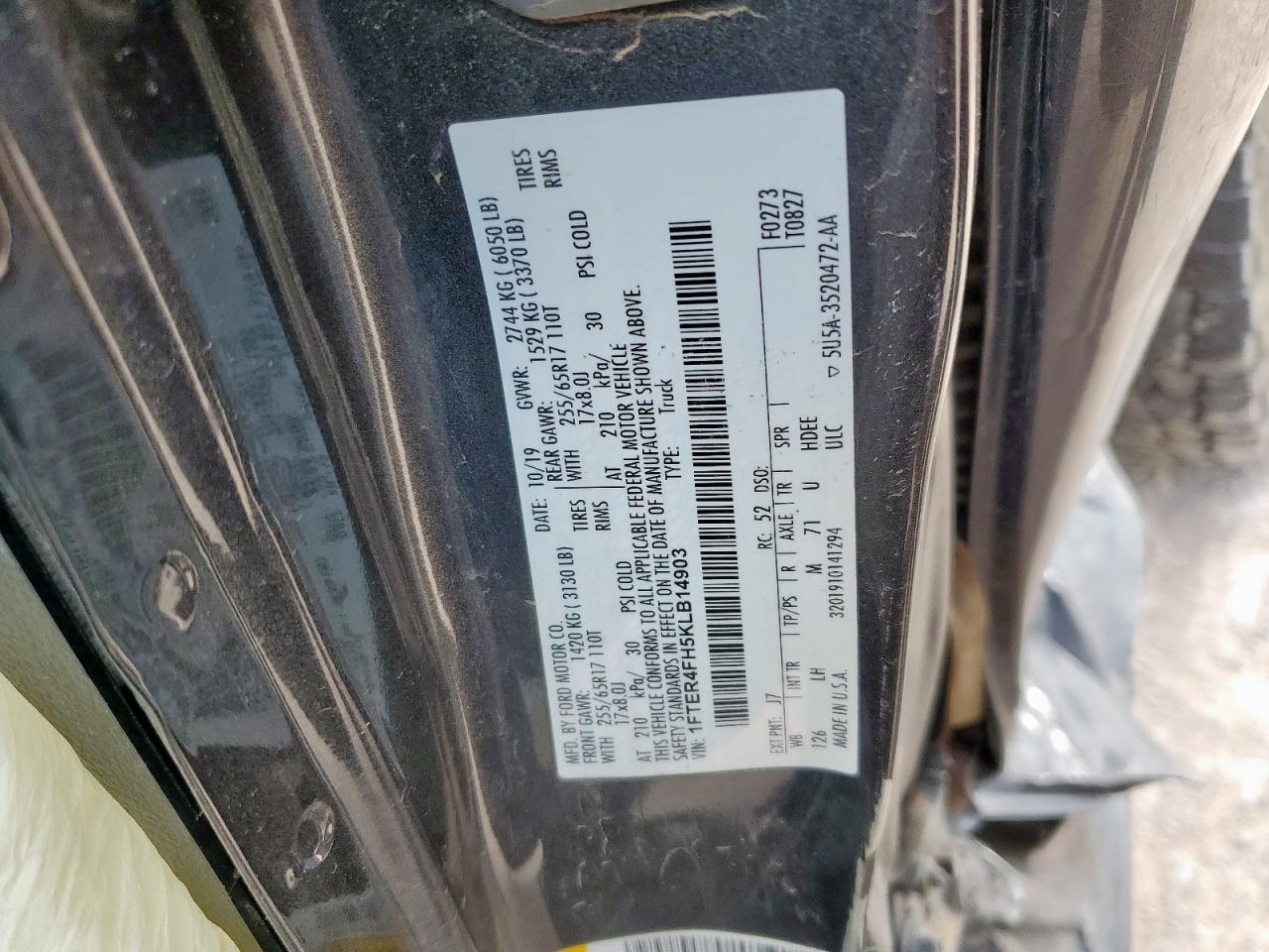 2019 Ford Ranger Xl VIN: 1FTER4FH5KLB14903 Lot: 69140535