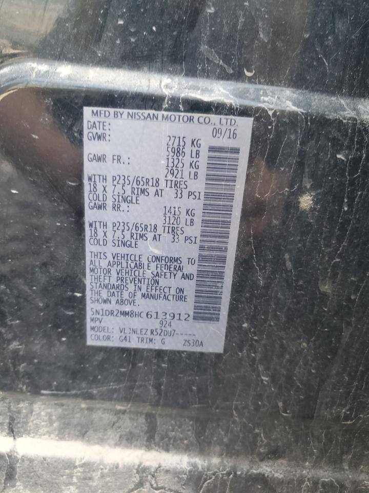 2017 Nissan Pathfinder S VIN: 5N1DR2MM8HC613912 Lot: 69374325