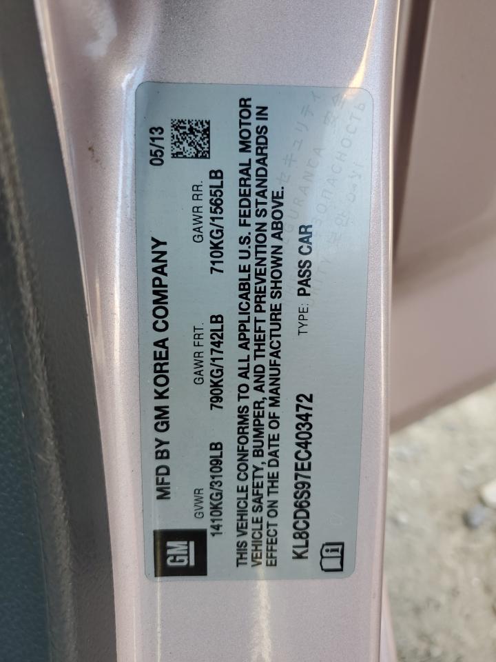 2014 Chevrolet Spark 1Lt VIN: KL8CD6S97EC403472 Lot: 70635885