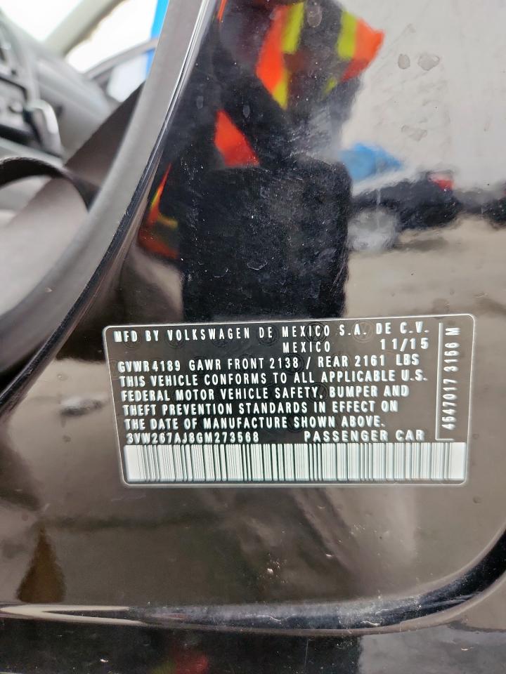 2016 Volkswagen Jetta S VIN: 3VW267AJ8GM273568 Lot: 70899505