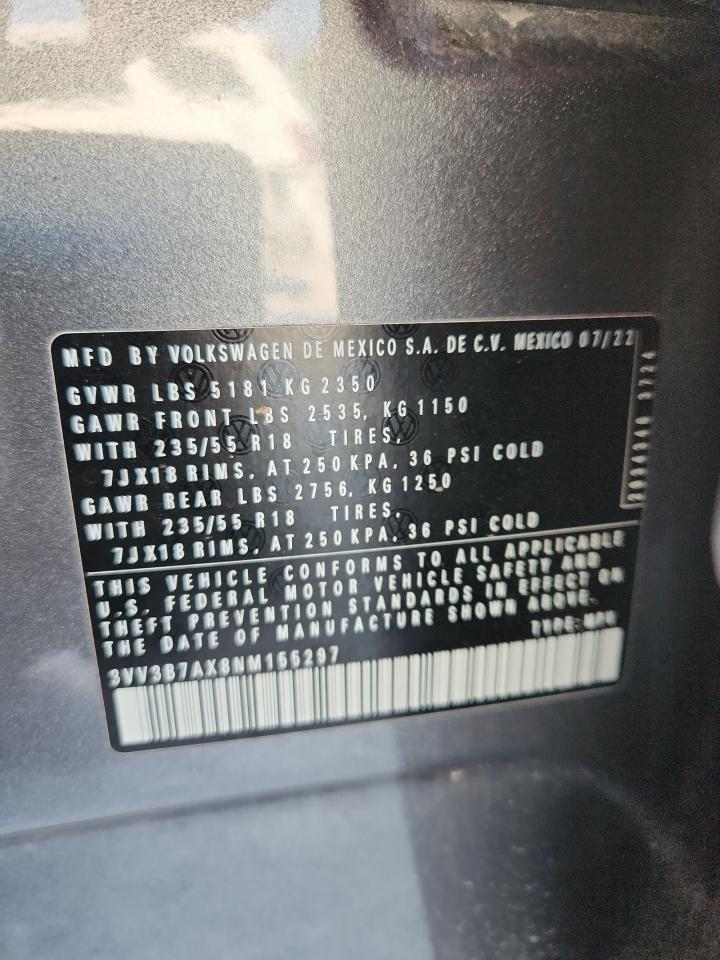 2022 Volkswagen Tiguan Se VIN: 3VV3B7AX8NM155297 Lot: 69041385