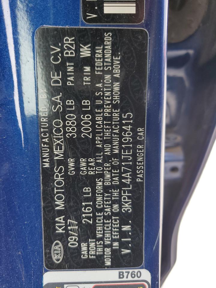 2018 Kia Forte Lx VIN: 3KPFL4A71JE196415 Lot: 68258875