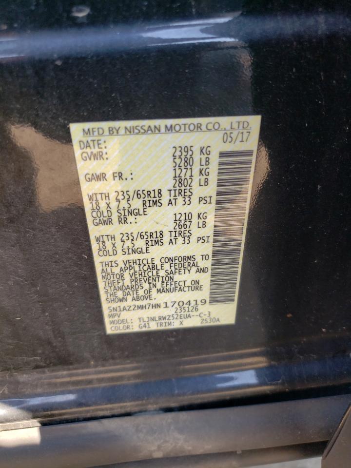 2017 Nissan Murano S VIN: 5N1AZ2MH7HN170419 Lot: 67103735