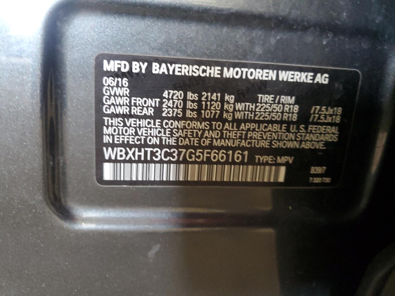 2016 BMW X1 xDrive28I VIN: WBXHT3C37G5F66161 Lot: 70108885