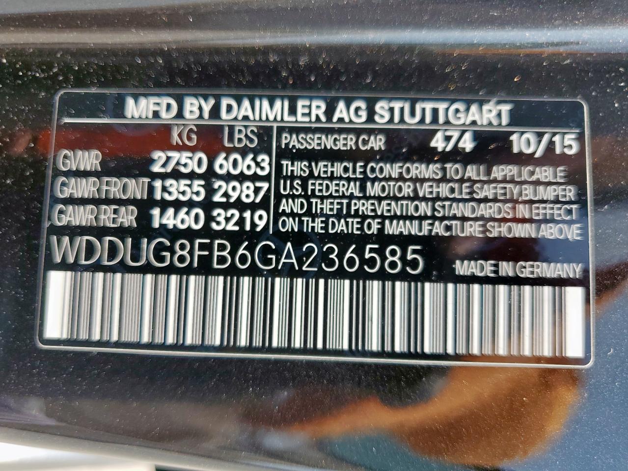 2016 Mercedes-Benz S 550 4Matic VIN: WDDUG8FB6GA236585 Lot: 70474645