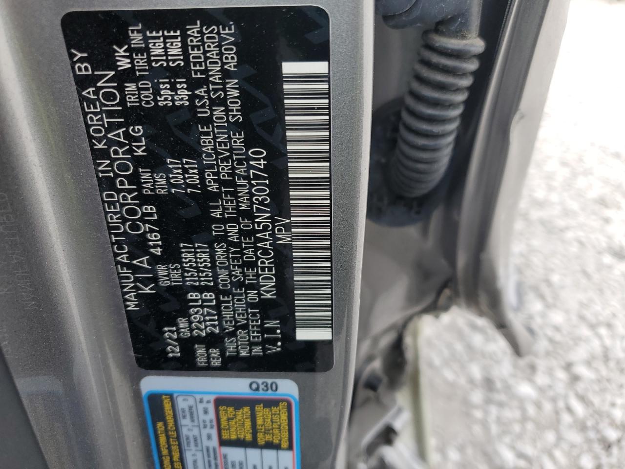 2022 Kia Seltos Ex VIN: KNDERCAA5N7301740 Lot: 68824705