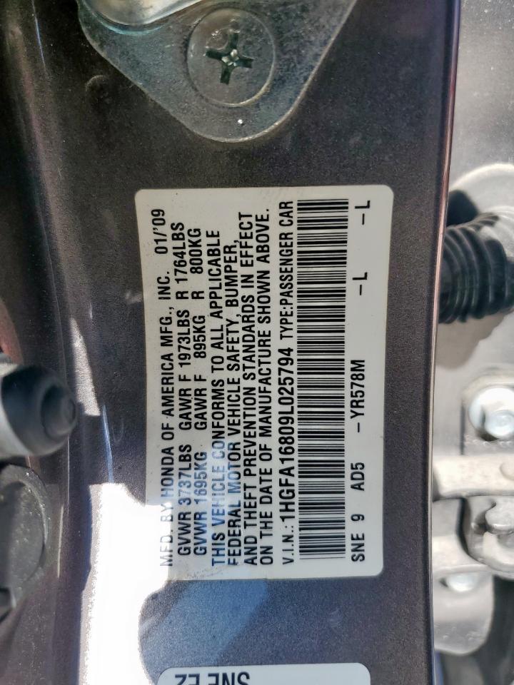 2009 Honda Civic Ex VIN: 1HGFA16809L025794 Lot: 70501225