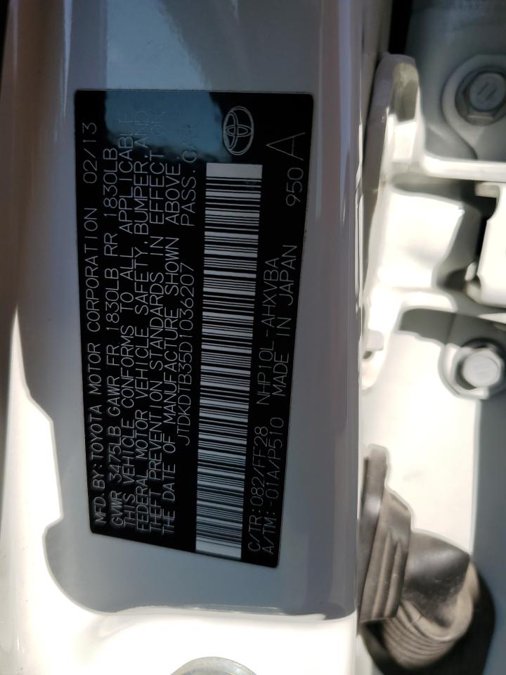 2013 Toyota Prius C VIN: JTDKDTB35D1036207 Lot: 68875865