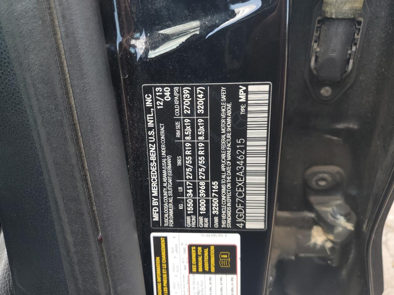 2014 Mercedes-Benz Gl 450 4Matic VIN: 4JGDF7CEXEA346215 Lot: 70157145