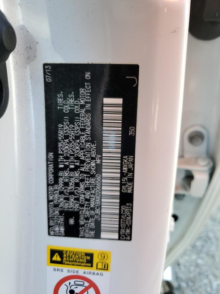 2013 Lexus Rx 450H VIN: JTJBC1BAXD2066560 Lot: 69658805